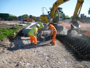 Geosynthetic cellular confining systems such as Abweb may also be used to provide additional stabilisation of working platforms